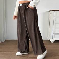 Corduroy - Women Trousers Shein Plus Size Women Corduroy High Waist Wide Leg Trousers - Autumn/Winter