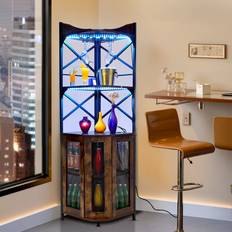 Brown Liquor Cabinets Williston Forge 5-Tier Corner Bar Brown Liquor Cabinet