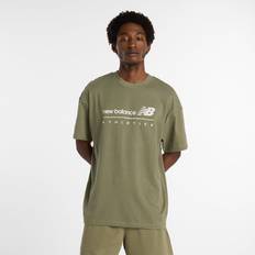 New Balance Men Clothing New Balance Men's Linear Graphic T-Shirt - Green Cotton Jersey
