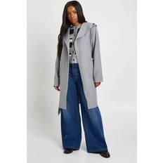 Boohoo Down Coats & Padded Coats boohoo Hooded Wool Look Coat - Grey