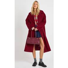 Boohoo Wool Coats boohoo Double Breasted Wool Look Coat - Red