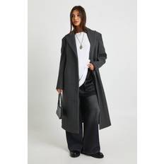 Boohoo Wool Coats boohoo Womens Cinched Waist Wool Look Coat - Grey