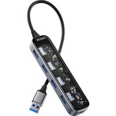 Deltaco USB-hubbar Deltaco Transparent USB-A Hub 5 Gbps 4x UH-736