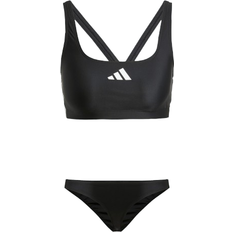 Dame - Elastan/Lycra/Spandex Bikinier adidas 3-Stripes V-Back Bikini - Black/White