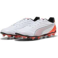 Adult - White Sport Shoes Puma King Pro FG AG Football Boots Unisex - White/Silver/Glowing Red