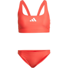 Polyamid Bikiniset adidas 3-Stripes V-Back Bikini Semi Lucid - Red/White