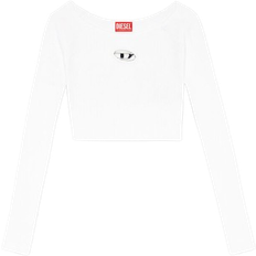 Diesel Top Décolleté En Maille Côtelée - Blanc
