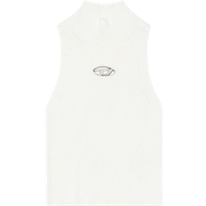 Diesel Top à Col Roulé Maille Côtelée Haut - Blanc