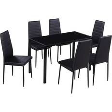 vidaXL 7-piece Black Dining Set 60x120cm 7pcs