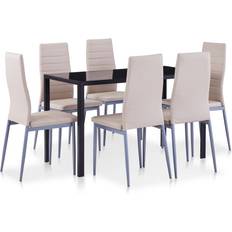 vidaXL 7-piece Cappuccino/Black Dining Set 60x120cm 7pcs