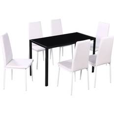 vidaXL 7-piece White/Black Dining Set 60x120cm 7pcs