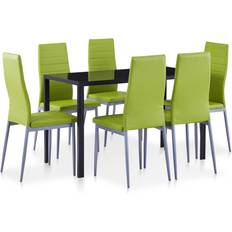 vidaXL 7-piece Green/Black Dining Set 60x120cm 7pcs