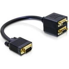 DeLock VGA - 2xVGA Adapter M-F Black 0.2m