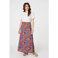 Pink Skirts Izabel London Floral Print Belted A-Line Maxi Skirt - Pink