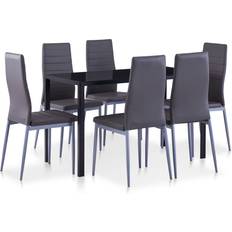 vidaXL 7-piece Grey/Black Dining Set 60x120cm 7pcs