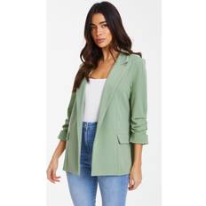 Green - Women Blazers Quiz Sage Ruched Sleeve Blazer Pink - Green