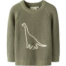 Grøn - Piger Striktrøjer Lil'Atelier Nmmemlen Emb Knit Bluse - Green