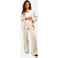 Beige - Women Suits boohoo Zip Through Bomber Straight Leg Tracksuit - Beige