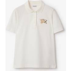 Burberry Polo Shirts Burberry EKD Check Cotton Polo Shirt - Chalk White