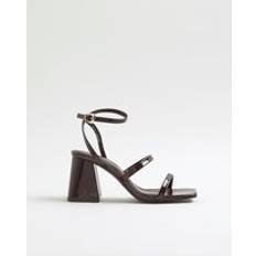 Slippers & Sandals River Island Strappy Low Block Heel Sandals - Brown