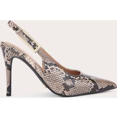 Carvela Combination Synthetic Snake Print Stiletto Heel Slingback Court Shoes - Beige