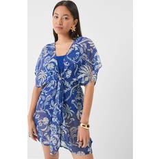 Polyester - Women Swimsuit Cover-Ups & Sarong Wraps Accessorize Palm Print Mini Kaftan - Blue