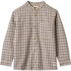Beige Skjorter Wheat Langærmet Bomuld Blue Check - Blue Check