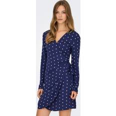 Lilla Kjoler Only Onlkeshav L S V-Neck Wrap Dress - Blue
