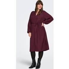 Lila Klänningar Only Carmakoma Carbay Ls V-Neck Blk Dress Wvn Bf - Burgundy