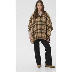 Capes & Ponchos Cream Croms Cape Dam Ponchos - Brown Check