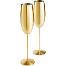 Stainless Steel Champagne Glasses VonHaus Set Of 2 Brushed Gold Flutes Shatterproof Stainless Champagne Glass 2pcs