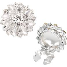 White Cufflinks Uxcell Button Cover Rhinestone Flower Cuff Links - White