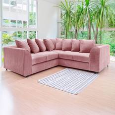 Pink Sofas Furnishings For Less UK Ferguson Pink 5 Seater Fabric Corner L Shaped Jumbo Cord Sofa