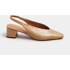 Dame - Naturfarvet Højhælede sko LTS Square Slingback Block Heel Stone