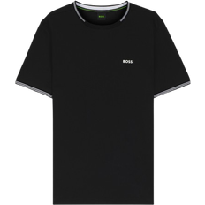 Men T-shirts BOSS Taul Stretch Cotton T-shirt with Stripes & Logo - Black