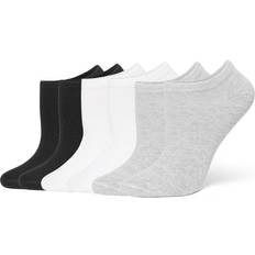 Cotton No Show Liner Socks 6-pack - Charcoal Heather/White/Black