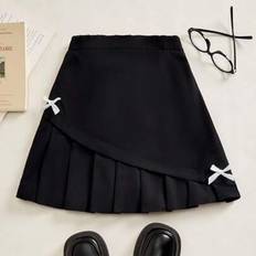 Pleated skirts - Polyester Shein Girls Side Ruffle Butterfly Pleated Skirt - Spring Autumn