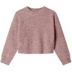 Piger - Polyester Striktrøjer Name It Deauville Mauve Nkfholly Ls Boxy Kort Strik Noos - Gammelrosa