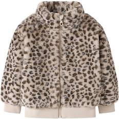 Beige - Drenge Børnetøj Name It Teddyjakke Oxford Tan Med Leopardprint Og Lynlås - Brun/Sort