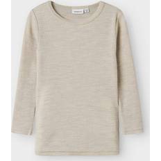 Merinould - Piger Overdele Name It Nmnwax Wool Rib Ls Top Noos - Grå