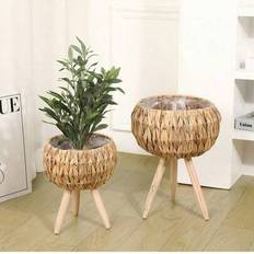 Pots, Plants & Cultivation Shein Nordic Style Floor Standing Wood Flower Rack