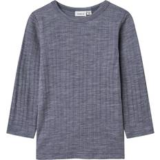 104 - Pojkar Blusar & Tunikor Name It Ull Rib Noos T-shirt NmmWang - Folkstone Grey