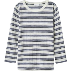Uld T-shirts Name It Nmmwang Wool Needle Langærmet T-shirt - Marin/Sort/Hvid