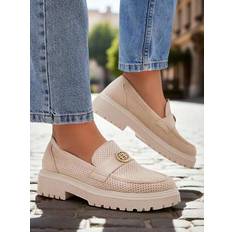 Beige - Leather Moccasins Shein Seffolia Moccasins Women