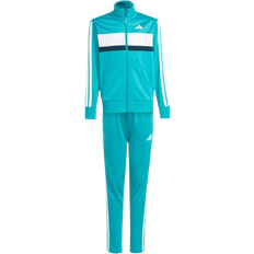 Adidas Drenge Tracksuits adidas Tiberio 3-Stripes Tricot Kids Træningsdragt - Turkis/Sort/Hvid
