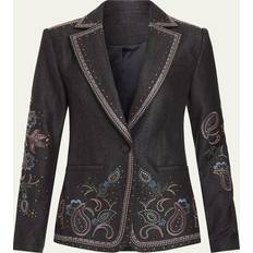 Multicoloured Blazers Ramy Brook Laura Embroidered Denim Blazer - Dark Denim Multi