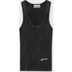 Ganni Linnen Ganni Heavy Rib Jersey Tank Top - Black