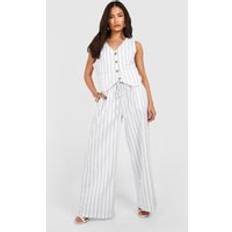 Stripes Suits boohoo Petite Pinstripe Waistcoat Trouser Set - White