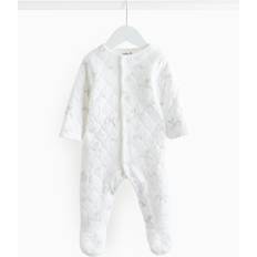 Press Studs Night Garments Tu Stork Print Quilted 2.5 Tog Sleepsuit - White