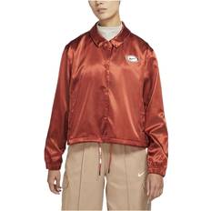 Nike Orange Outerwear Nike Casual Satin Embroidered Logo Solid Jacket - Campfire-Orange